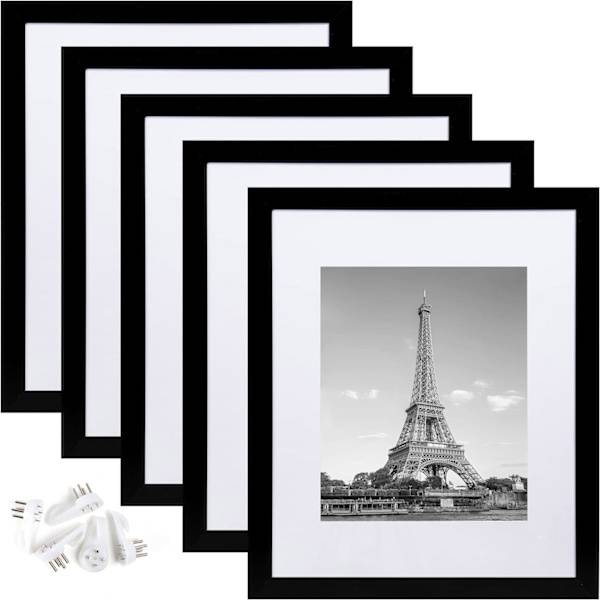 PVC Fotoram 28x36 cm med Passepartout - 5-pack, Svart, för Vägg- och Bordsvisning