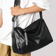 Stor kapacitet PU minimalistisk enfärgad bucketväska, liten fyrkantig väska, axelväska, axelväska för män, par, alla hjärtans dag, vårmode minimalisti - Svart