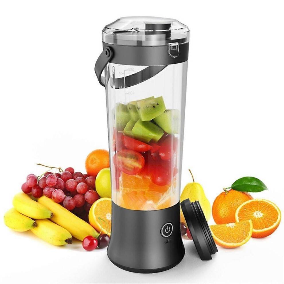 Bärbar elektrisk juicepress, mixer, rostfritt stålblad, 500 ml, USB-laddningsbar, personlig juicepress