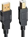 deleyCON 15m Aktiv USB Skrivarkabel Skannerkabel Datakabel USB 2.0 A-Kontakt till B-Kontakt för Skrivare Skanner Fax Multiskrivare Printer - Svart