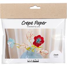 Mini DIY Kit Crepepapir, Crepeblomster, pastelfarver - 1 pk
