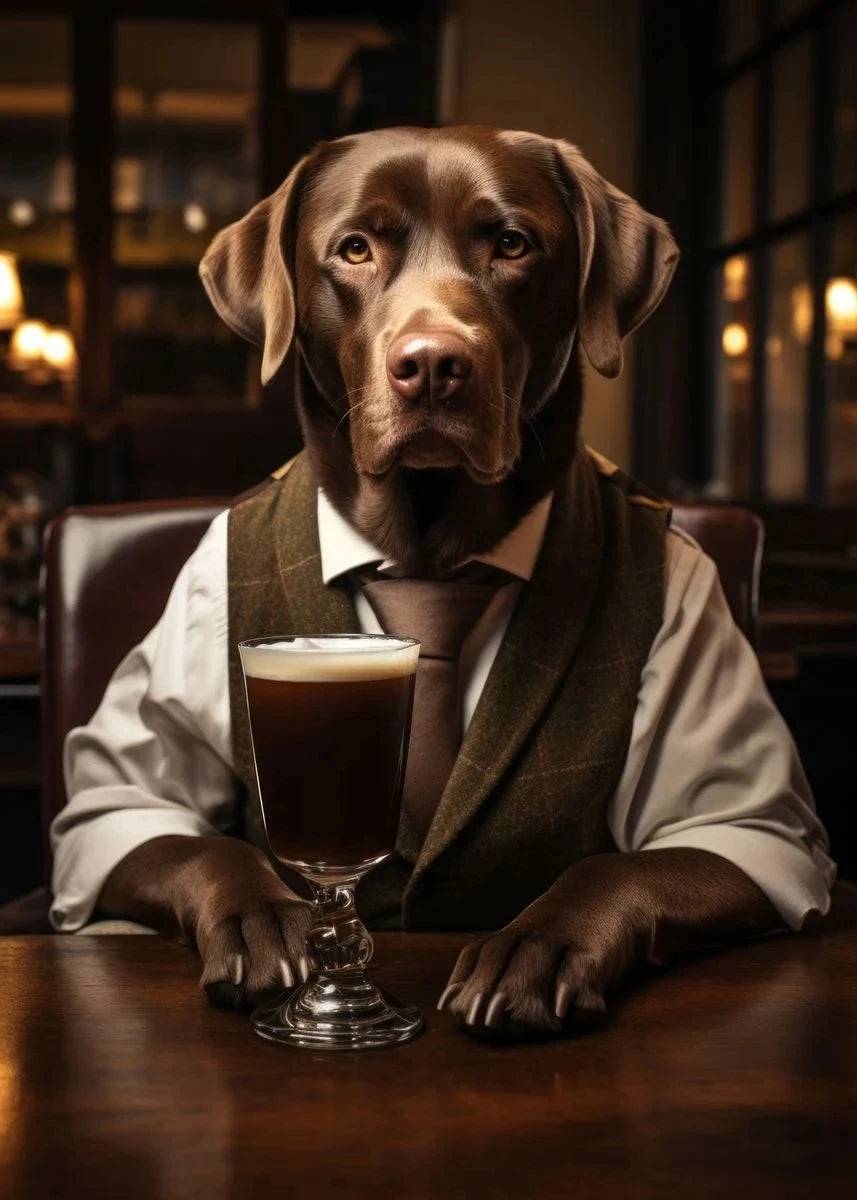 Poster med hundar i pubmiljö - Labrador / 40x60cm
