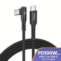 TEMU Usb C Cable 100w, Usb C To Usb C Cable Nylon Braided Type C Charger Fast Charging Right Angle Usbc Cable Charger Cord For Iphone 16 Pro Max/15, For Ultra/s24, For Ipad Pro, For Macbook