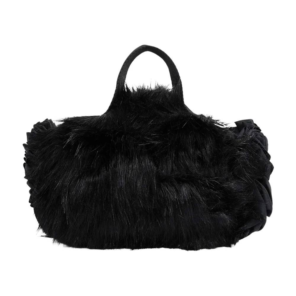 Simone Rocha Simone Rocha Prydet Mini Faux Fur Dobbelt Bånd Roset Taske - Tasker - Dame - Sort - ONE SIZE - Faux Fur