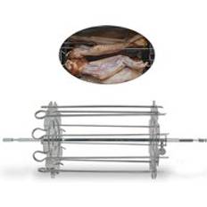 Bbq grillbur stål metall rotisserie spett nål bur ugn kebab maker grill grill utan mitten roterande stång