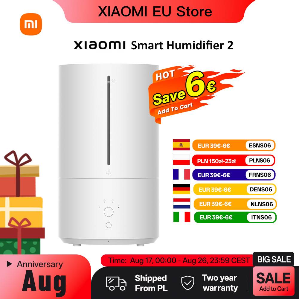 Xiaomi Smart Humidifier 2 Upgraded 4.5L Smart Humidifier UV-C Light Air Purifier Auto Mode Quiet for Home