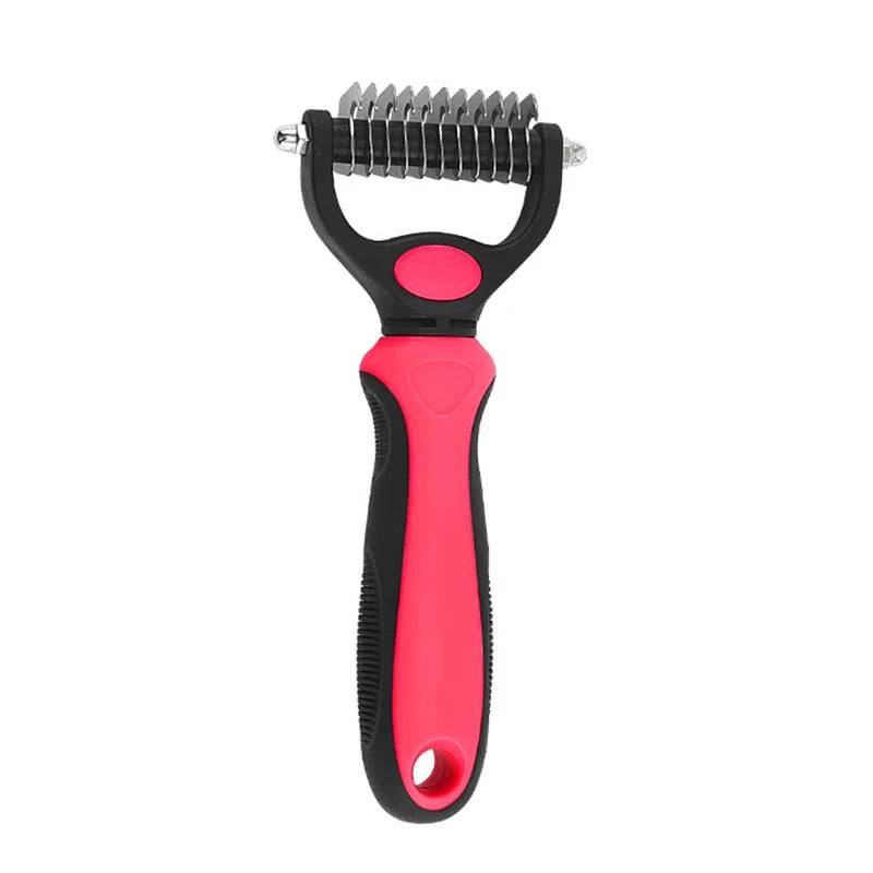 Professional Pet Deshedding Brush - Hair Remover for Dogs and Cats - Red S