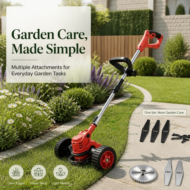 21V Cordless Lawn Mower and Lawn Edging Machine, Equipped with 2 Batteries, Rechargeable Electric Weed and Lawn Mower, Portable Handheld Weed and Lawn Mower, Suitable for Home Gardens and Yard Lawn