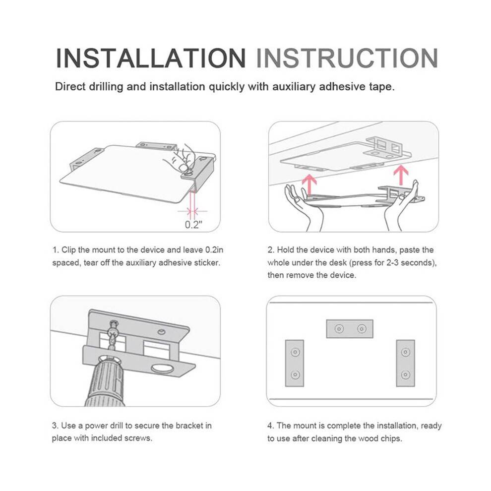 3 Pieces of Off-Stage Laptop Bracket, Under-Table Bracket is Suitable for Laptop, Under-Table Laptop Tray Black