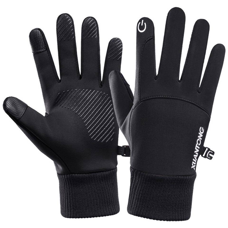 1Pair Winter Gloves Warm Touch Screen Anti-Slip Waterproof Windproof for Cycling Mountaineering Skiing Unisex Outdoor M svart