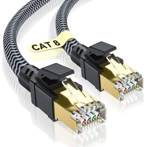 CABNEER Cat 8 Ethernet Kabel 5M, 40Gbps Netzwerkkabel 2000MHz Patchkabel