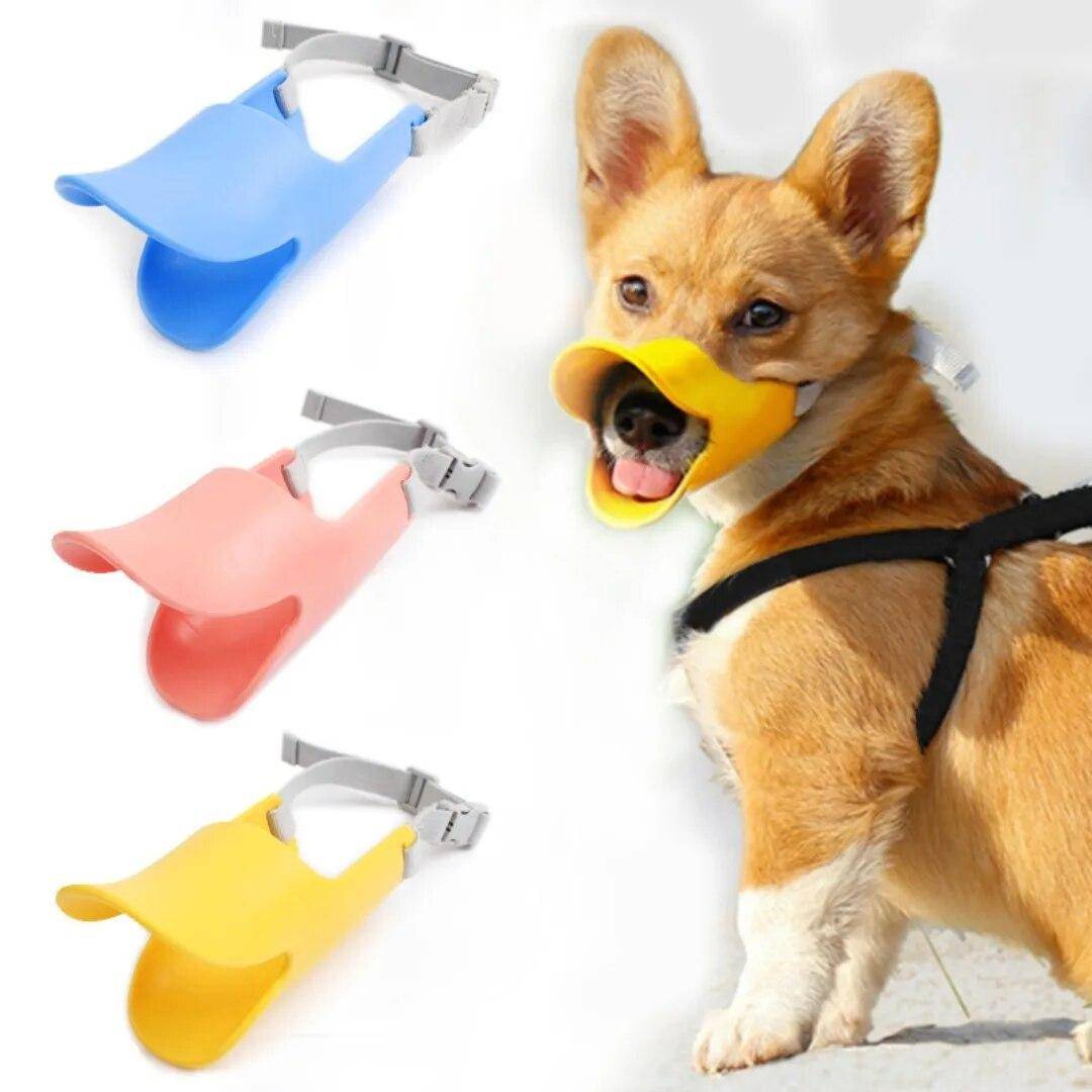 Hund Silikon Anka Munkorg För Husdjur Anti Bite Sluta skälla Liten Stor Hund Mask Husdjurstillbehör Säkert justerbart munstyckesskydd blå
