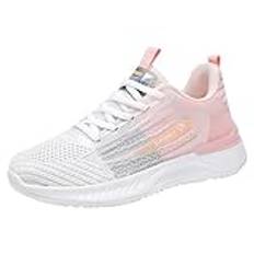 KKvoPiQ damskor etniska fritidsskor sommarmode ihåliga andas platt klack mjuk sula fritidsskor sneakers skor kvinnor hög, ROSA, 36 EU