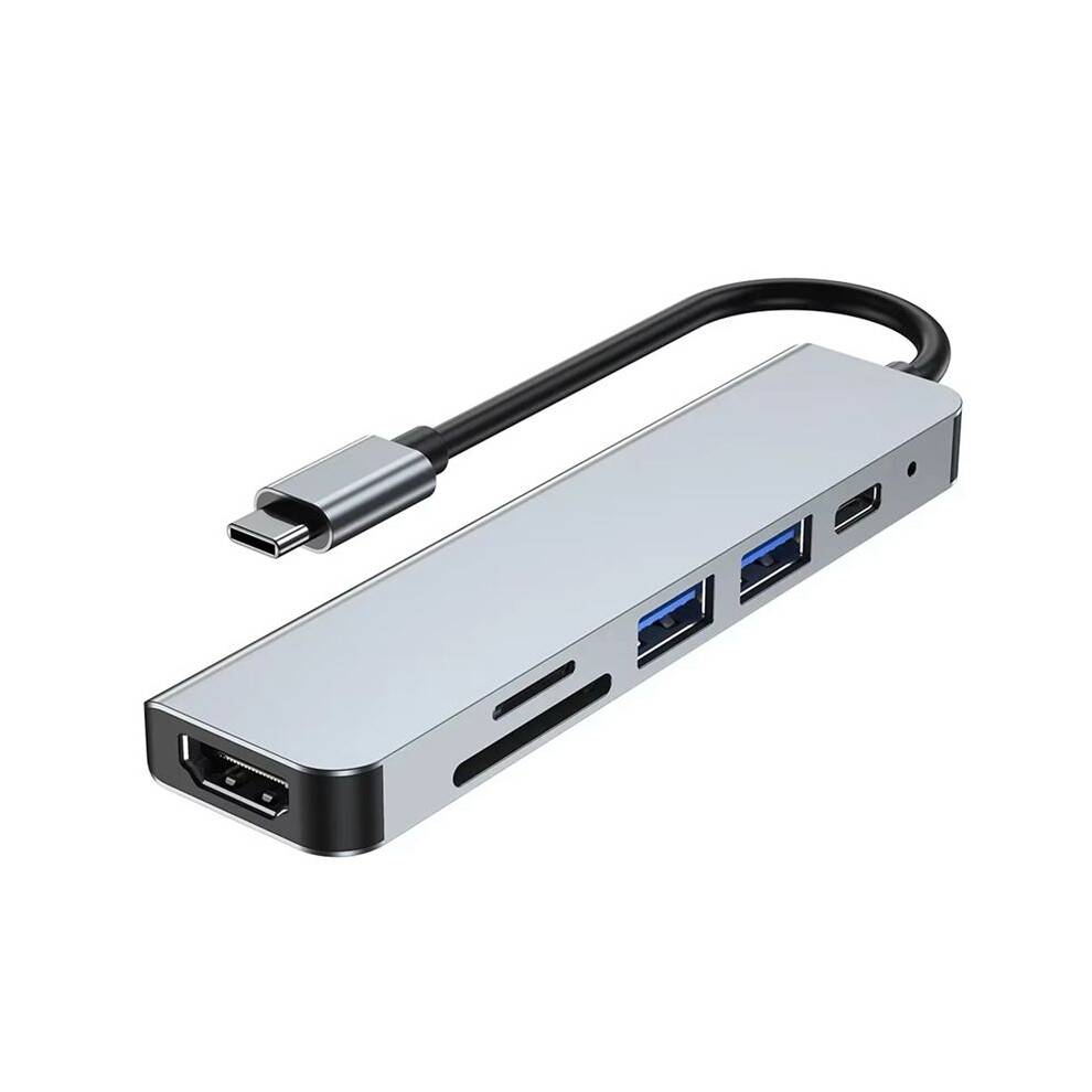 Product 6 in 1 USB Type C Hub -Compatible 4K USB 3.0 PD Fast Charge Hub to Ethernet Rj45 Lan