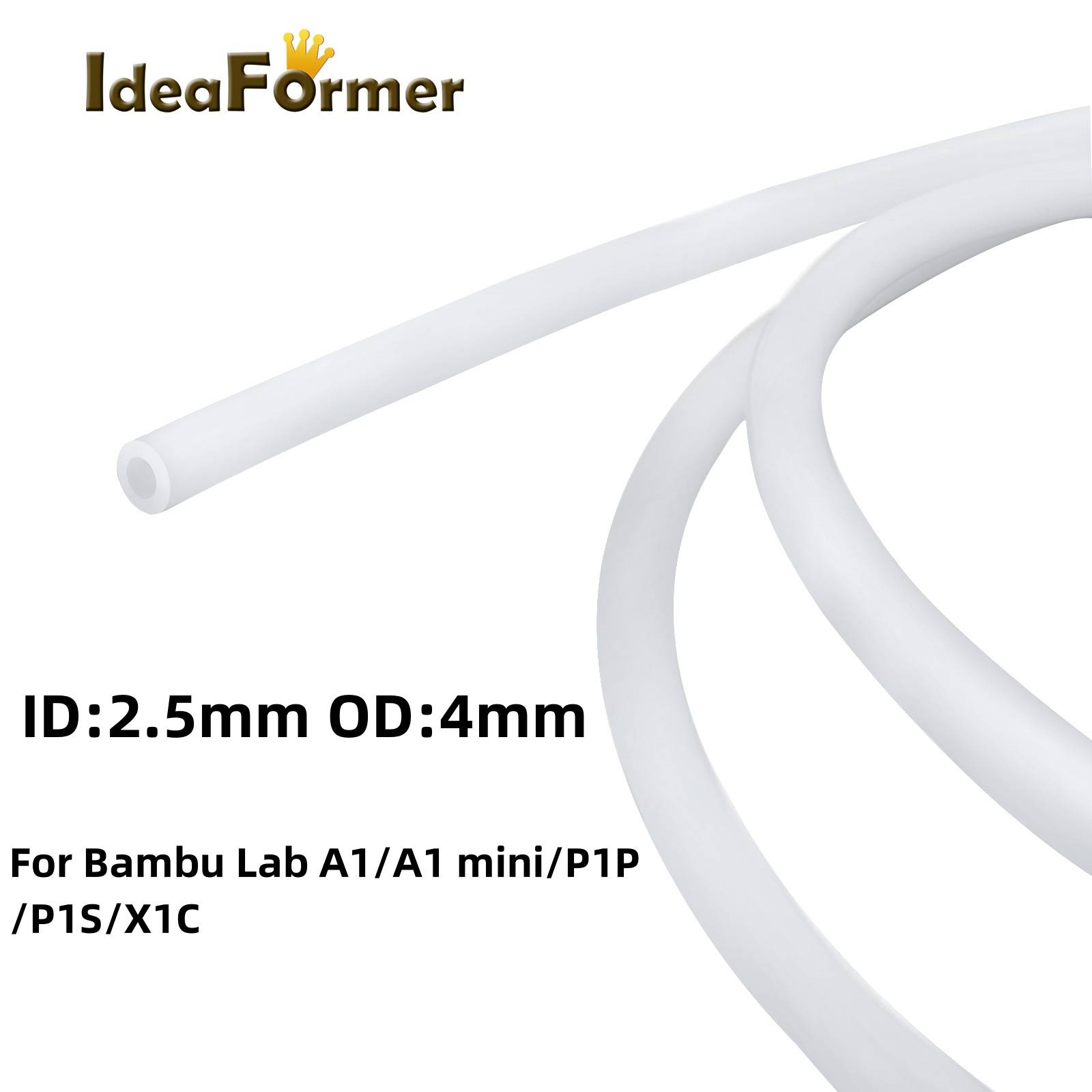 1/2/5/10/50M ID2.5mm OD4mm PTFE Tube For Bambu Lab P1P AMS A1 Mini Bowden Extruder 1.75mm Bambu Lab A1/P1SX1C 3D Printer Parts