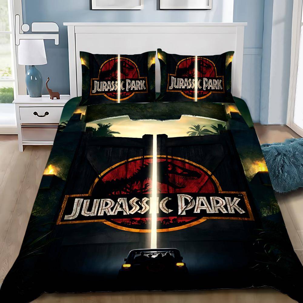 Hett J-Jurassic Dinosauriepark Världslakan Örngott Dinosauriesängkläder Set Vuxen Pojke Flicka Sovrumsinredning Enkel Dubbel
