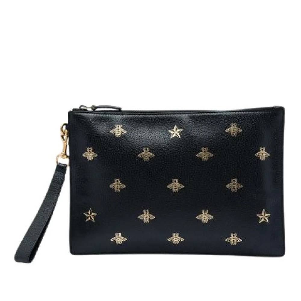 Gucci Vintage Pre-owned Bee Star Clutch Bag - Vintage - Dame - Sort - ONE SIZE - Læder