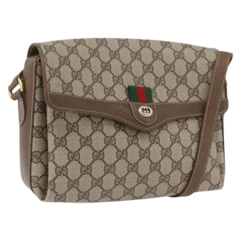 Gucci Vintage - Pre-owned Vintage GG Canvas Axelremsväska Vintage - Dam - ONE Size - Läder