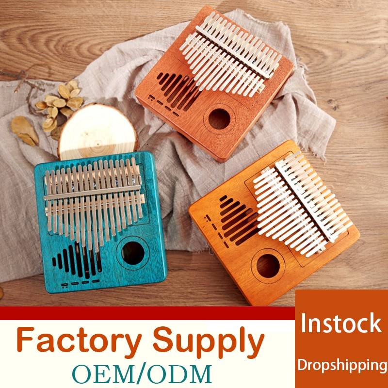 Stil kalimba 17 nycklar barns musikinstrument calimba 17 tangenter mini barn tumme piano trä maskiner fabrik leverans