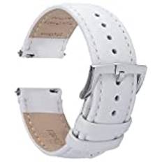 Snabbfrigörande klockremmar toppkorn läder klocka band armband ersättning för män och kvinnor, klockor och smarta klockor - flera färger 16 mm 18 mm 19 mm 20 mm 22 mm 19mm White Cowhide Leather