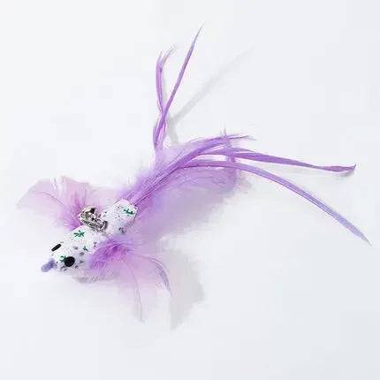 Interactive Bird Feather Wand Cat Toy with Bell - Teaser Stick for Kittens - SF-19 / 3 Pcs (3 Pcs)