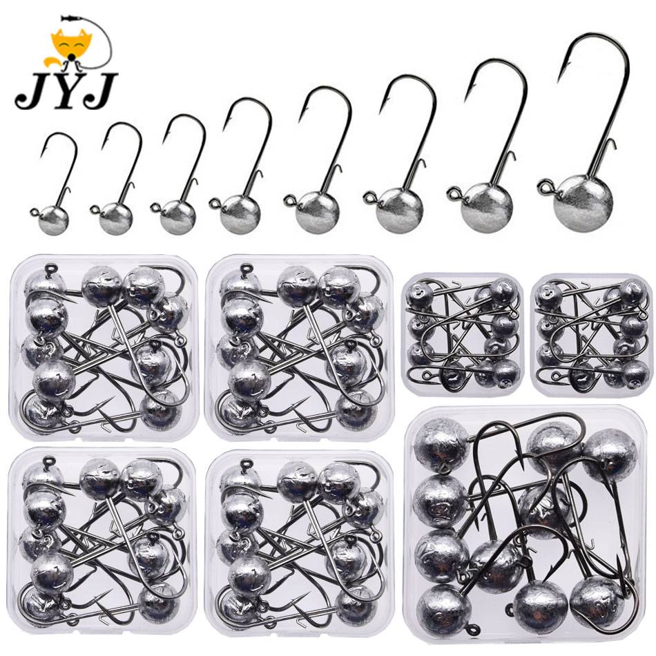 JYJ 2g 3g... 20g 10Pcs a box Rigging head hook for fishing soft worm lure bait , Bass pike perch fishing jig head hook