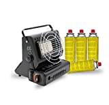 Campata Gasolvärmare och bärbar gasspis 2 i 1 - 90 °-rotation - Minicampingspis - Keramisk brännare - Ga - Kökfunktion - Tältvärme (+ 4 gaspatroner)