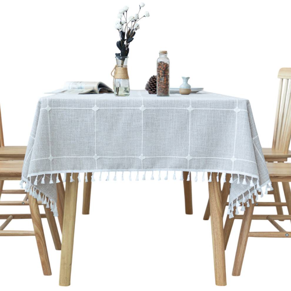 Elegant bordsduk, mångsidig matbordsöverdrag i bomullslinne i lantlig stil, halkfri och slitstark yta, blekningsbeständig elegant modern design