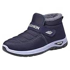 Snöstövlar för kvinnor, vintersneakers vandringskängor kvinnor bred passform vandringsskor närma sig skor fodrade träningsskor utomhuspromenadskor sportskor halkfria vandringssneakers, BLÅ, 40 EU