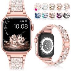 Rem 38mm 40mm 42mm 44mm iWatch SE Series 6 Series 5 4 3 2 1, Bling erstatningsarmbånd iWatch rem, diamantrhinsten rustfrit stål metal