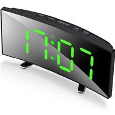 Digital väckarklocka elektronisk klocka digital klocka klockor bordsklocka digital vägg 7 tum böjd dimbar led - Svart