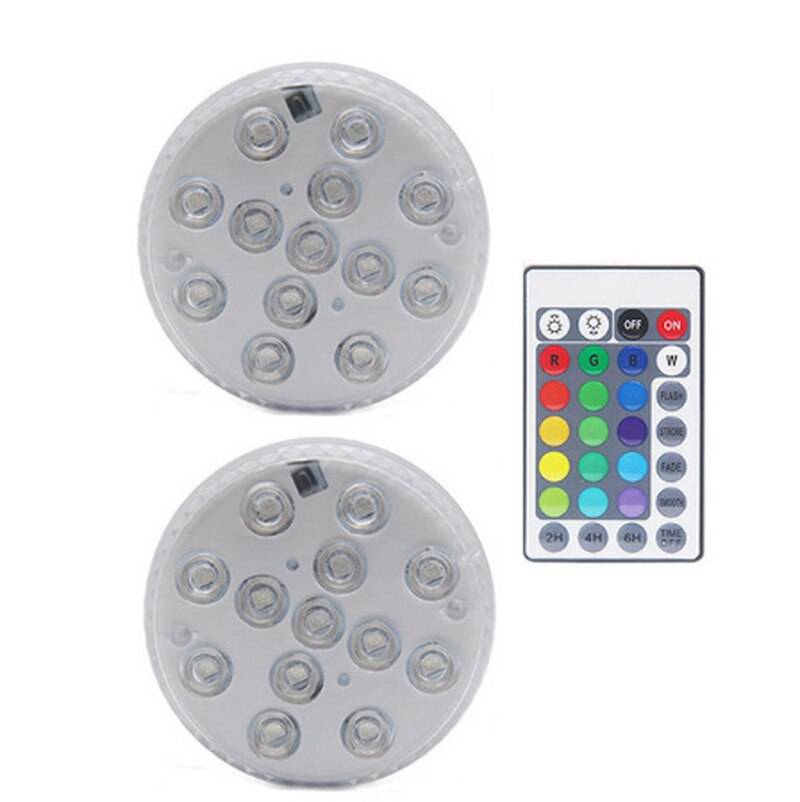 Uppgradera ledt rgb nedsänkbart ljus med magnet och sugkopp simbassäng ljus under vattnet te nattlampa för damm zm725 - 1 styrenhet 2 lampa