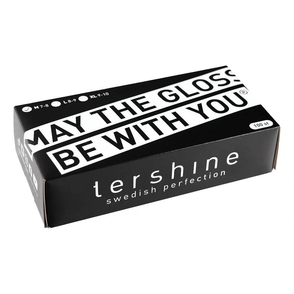 Tershine Nitrilhandskar – Svarta, 100-pack, Storlek Medium (7–8)