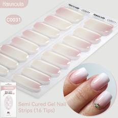 TEMU Harunouta 16strips Semi Cured Gel Nail Strips Glitter Gel Nail Stickers Gradient Gel Nail Wraps Gel Polish Stickers Nail Art Manicure For