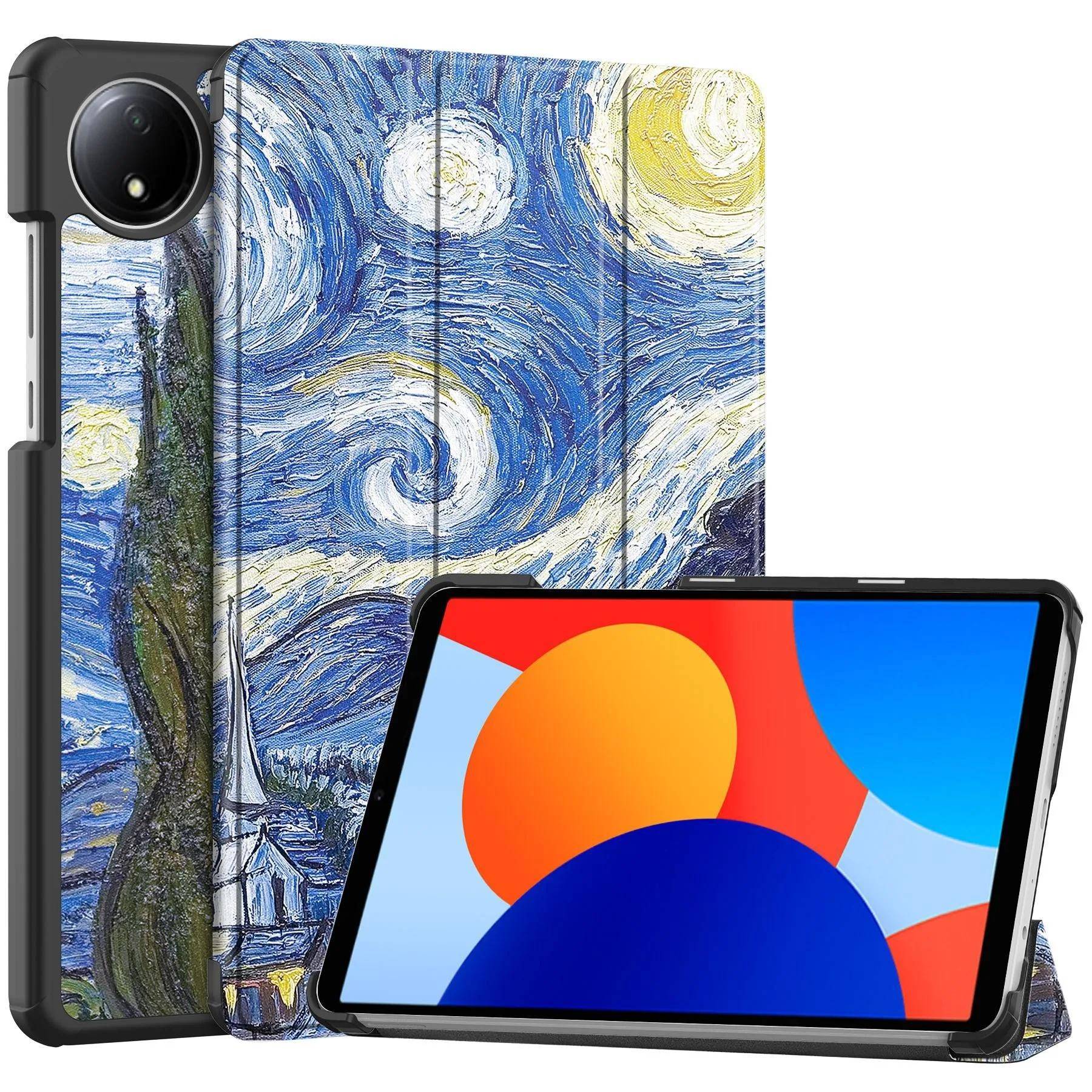 För Xiaomi Redmi Pad SE 8.7 Fodral 2024 Nytt PU Läder Trefaldigt Ställ Surfplatta Skydd Funda För redmi pad se 8.7 tum Smart fodral