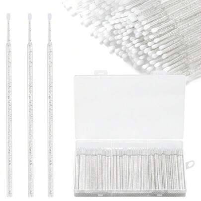 500/300/100/50 st engångs mikroapplikatorborstar, ultra-fina fiberborstar för ögonfransförlängning, borstar för lösögonfransar, borstar för rengöring - Vitt