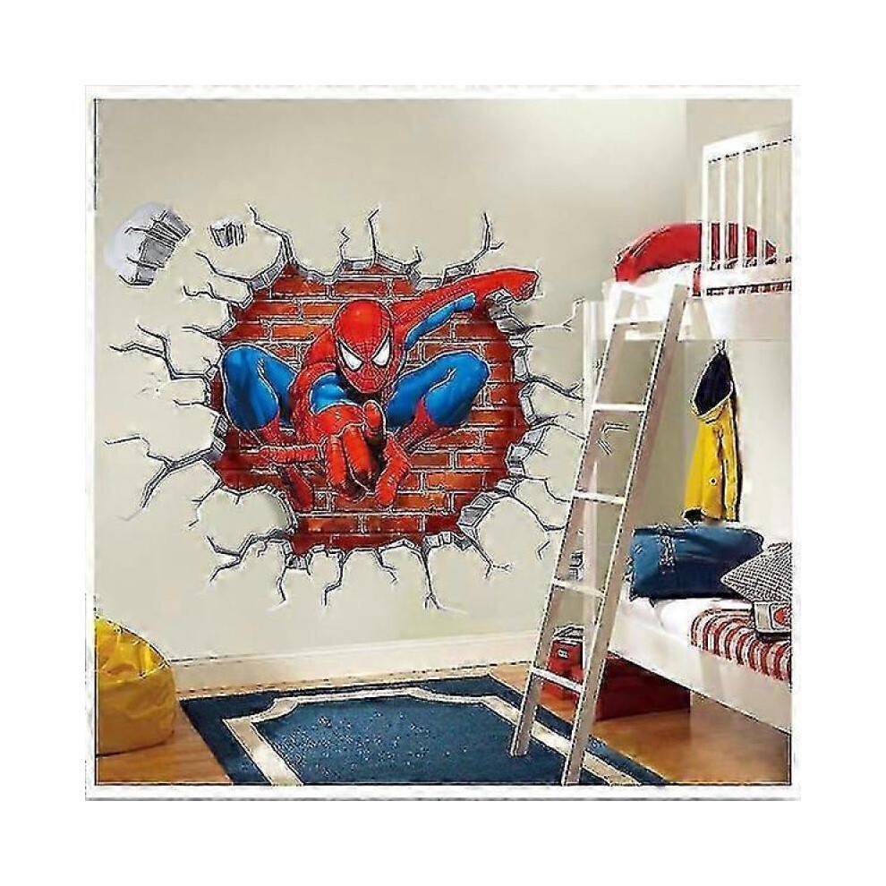 3D Cartoon Spiderman Wall Stickers Superhero for Kids Rooms JJM