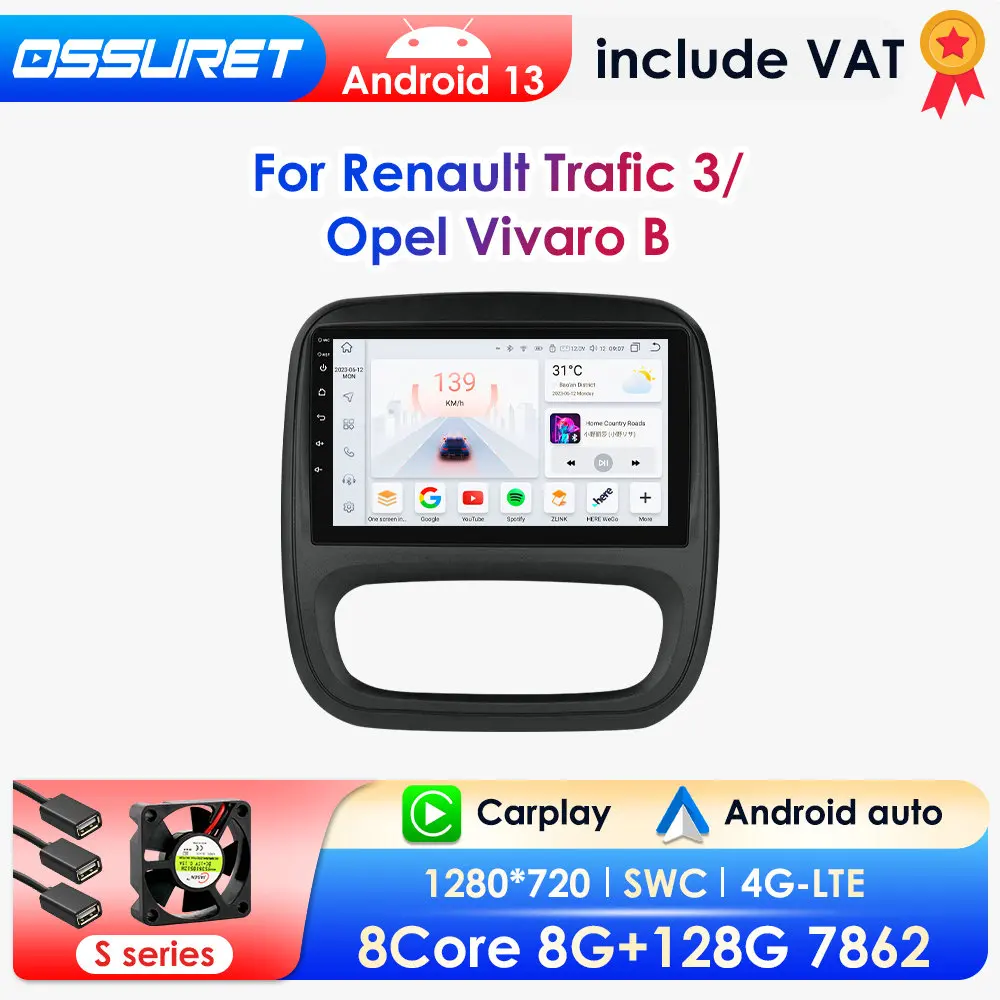 Carplay Android Auto Radio For Renault Trafic 3 2014-2021 For Opel Vivaro B 2014-2018 Car Multimedia GPS AI Voice 2din 7862