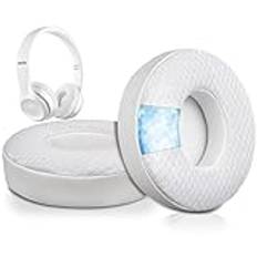 SoloWIT Kylande gel Ersättning öronkuddar för Beats Solo 2 och Solo 3 trådlösa ON-Ear-hörlurar, Solo2 Solo3 Öronkudde med hög densitet bullerisolerande skum, extra tjocklek - Vit
