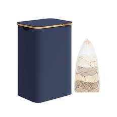 SONGMICS Laundry Basket with Lid, Large Laundry Hamper, 90L, Removable Mesh Liner, Oxford Fabric, Bamboo Handles, Collapsible, 42 x 32 x 70.5 cm, Char