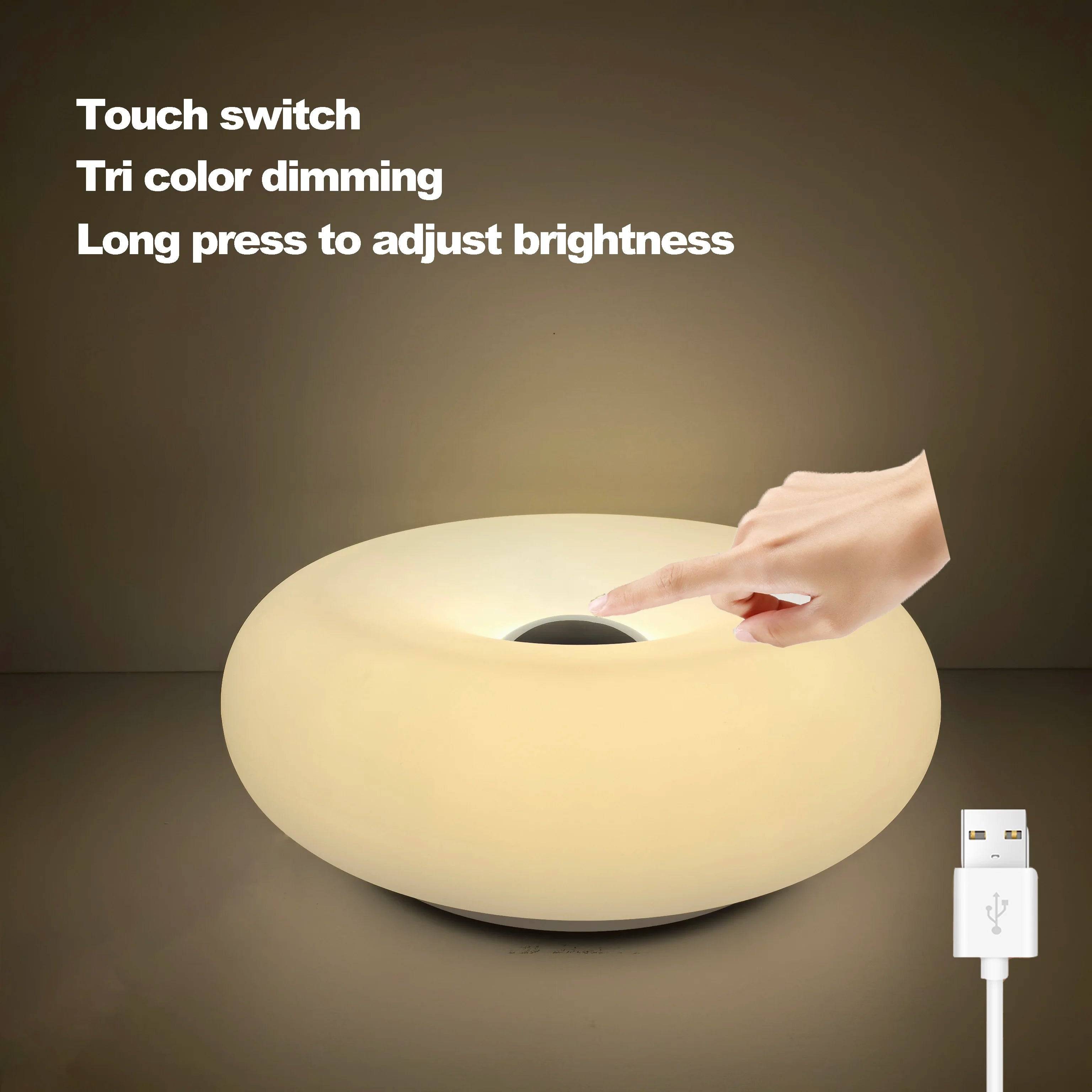 table lamp USB plug bedroom bedside lamp - white