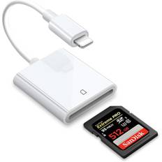 SD-kortlæser til iPhone/iPad, til SD-kort, hukommelseskortadapter, kamerakortlæseradapter, Viewer SD-kortadapterkonverter til iPhone Plug and Play