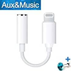 Jack hörlursadapter uttag till 3,5 mm adapter för iPhone 8/8Plus 7/7Plus. AUX på ljud kvinnlig dongle hörlurar förlängare uttag stereo adapter musikälskare jack ljuduttag kabel headset (IOS12)