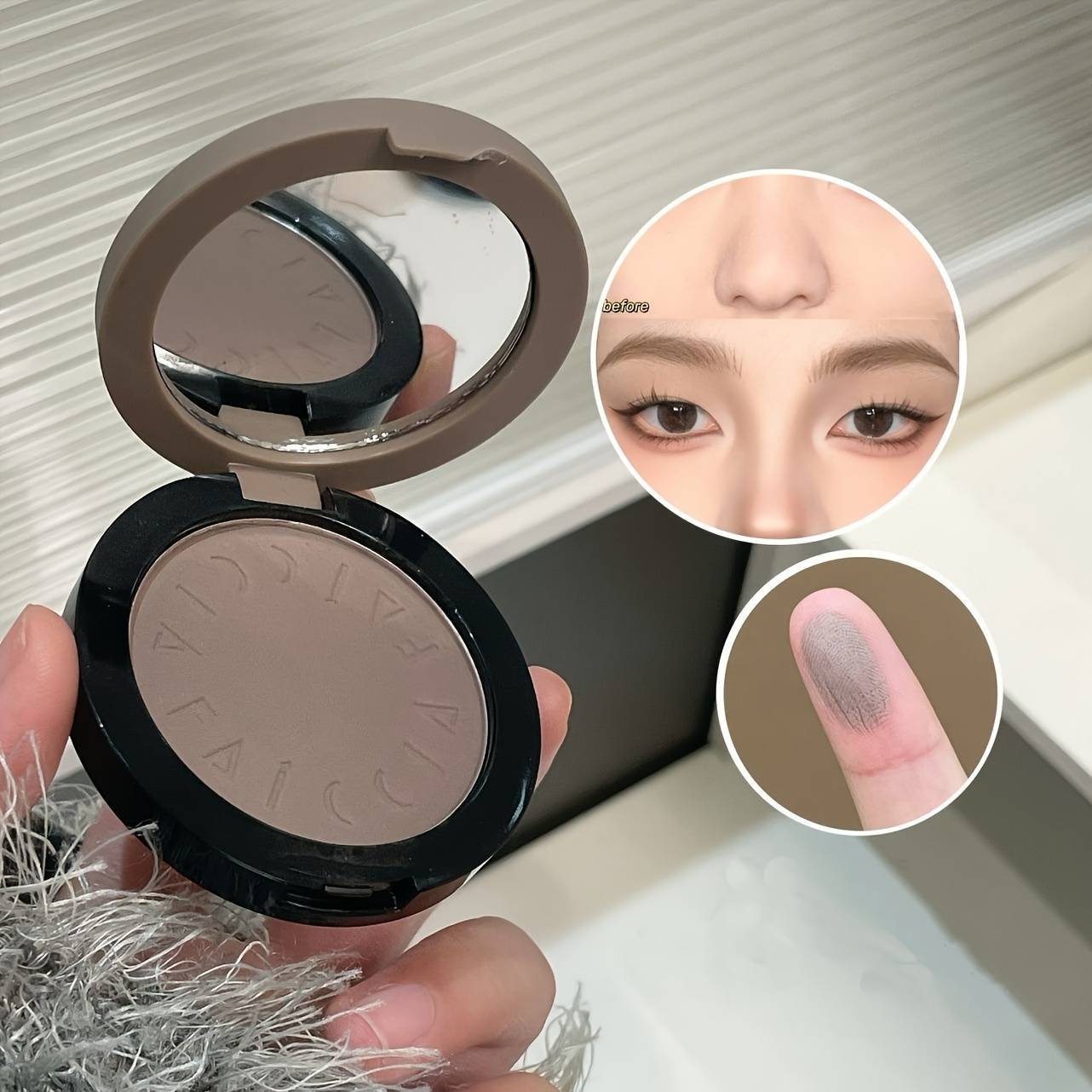 TEMU Dark Brown Contour Powder, With Matte End, Waterproof And Durable Eye Shadow And Nose Contour, For Tones With Adjustable Coverage, Perfect For Music Festival Use Or Music Ornaments