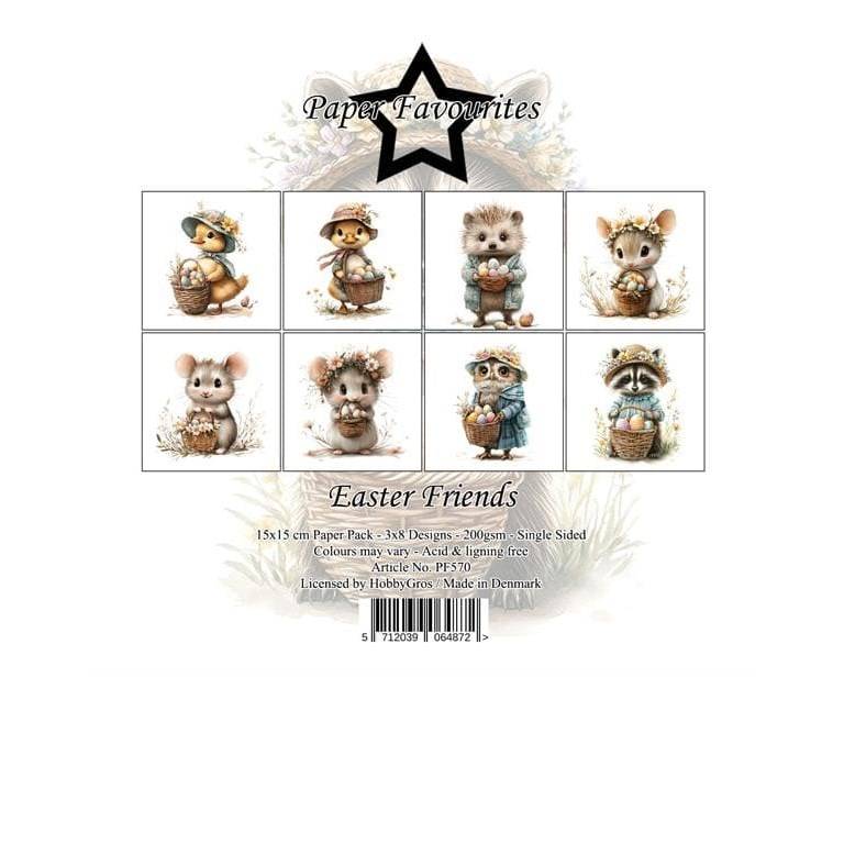 Scrapbookingpapper - 15x15cm - Easter Friends