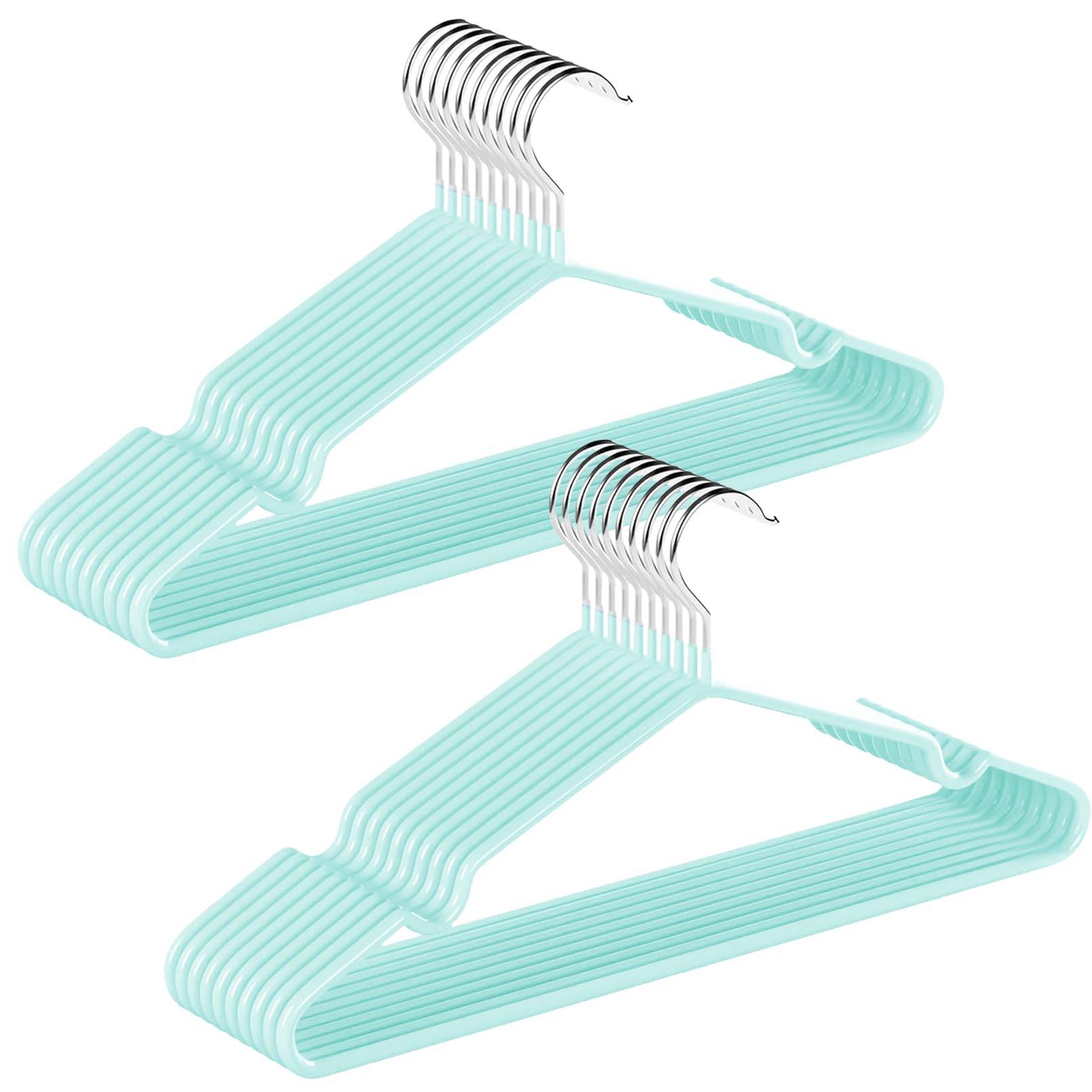HOSUR Laundry Leaves No Prevents Clothes from Non-Slip Hangers, Stylish, Thin, Marks, Anti-Slip, Deforming, 20-Pack (Green)