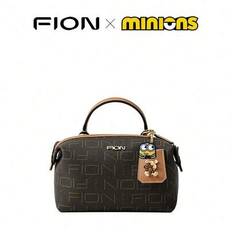 Leather Letter Print Tote Bag For Women Crossbody Bag With Cute Minions Bag Charm Luxury Elegant Top Handle Handbag Purse Ladies Shoudler Bag With Adj - Brown