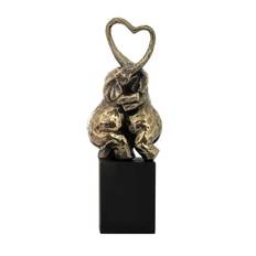 Elephants Embrace Statue - Cold Cast Bronze Statue - Cute Elephants Trunk Heart Shape - Perfect Display Ornament