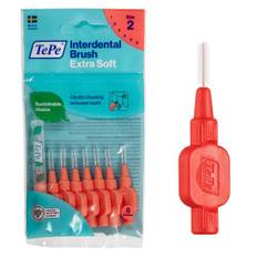 TePe® Mellanrumsborste Extra Soft, Röd, 0.5mm/ISO 2, 8-pack, extra mjuka strån, tandkött, effektiv rengöring mellan tänderna, ta bort plack, för små mellanrum, där en vanlig tandborste inte kommer åt