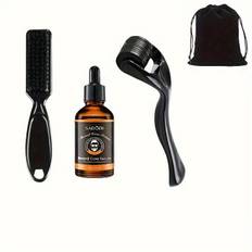 TEMU Men's Beard Grooming Kit, Beard Oil, Beard Brush, 0.25mm Roller, Storage Bag, Beard Care Set, Beard Gift For Him, Father's Day Gift, Birthday Gift For Dad, Boyfriend